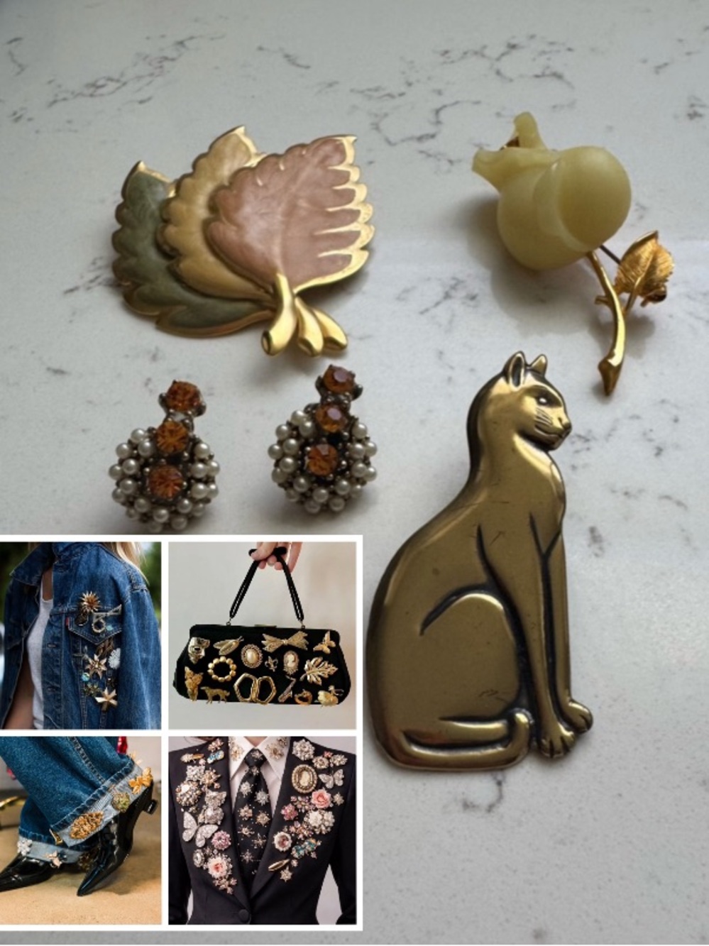 Vintage Brooches + Vintage Earrings